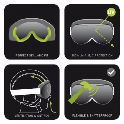 Lyžiarske okuliare Indigo Voggle Neon Green Mirror Double Lens