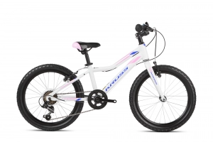 Detský dievčenský bicykel Kross Lea Mini 3.0 light 20” lesklý bielo-ružovo-fialový