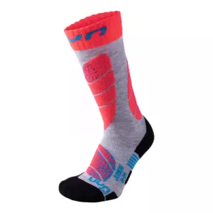 Detské lyžiarske ponožky UYN SKI JUNIOR Grey/Coral Fluo