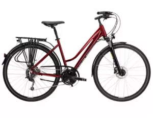 Dámsky trekový bicykel Kross Trans 5.0 28” lesklý červeno-čierny