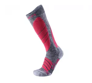 Dámské lyžiarske merino termo ponožky Ski Pro Race Socks Grey Melange/Pink paradise